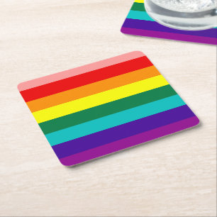 First Rainbow Pride Flag Square Paper Coaster