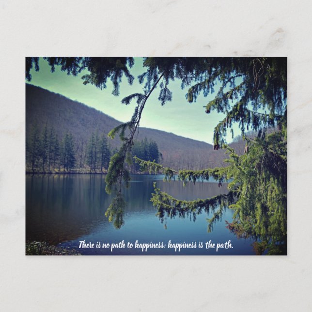 First Reservoir Through the Trees Motivational Postcard (Front)