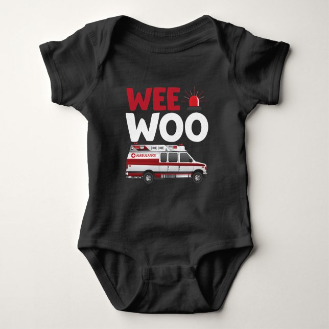 First Responder Ambulance Car Aid Ems vehicle Baby Bodysuit (Front)