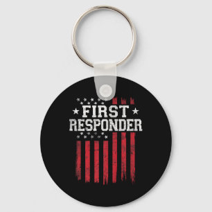 First Responder American Flag Usa Patriot Patrioti Key Ring