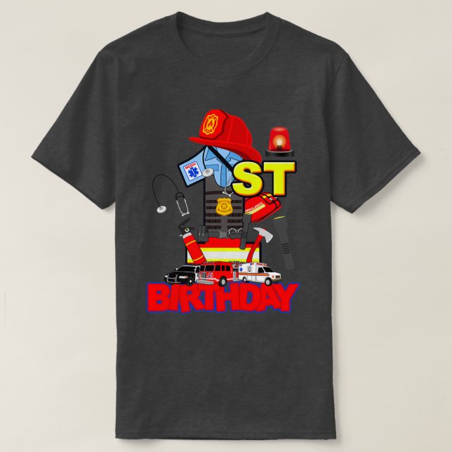First Responder Birthday Boy emergency  T-Shirt (Design Front)