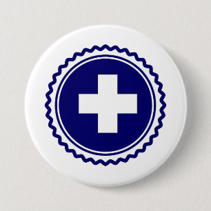 First Responder Blue Health Care Cross 7.5 Cm Round Badge
