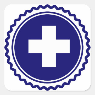 First Responder Blue Health Care Cross Square Sticker
