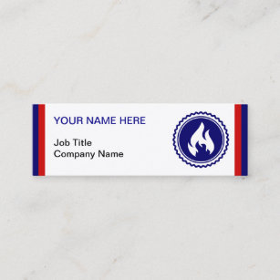 First Responder Firefighter Blue Flame Badge Mini Business Card