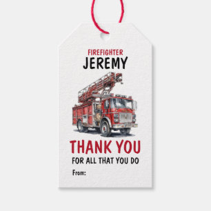 First Responder Firefighter Thank You Appreciation Gift Tags