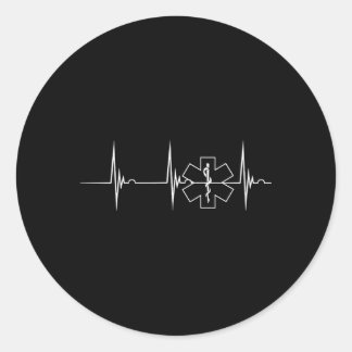 First Responder Hebeat Ekg Pulse Medical Emt Param Classic Round Sticker