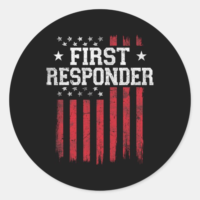 First Responder Proud American Flag Usa Patriot Pa Classic Round Sticker (Front)