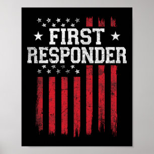 First Responder Proud American Flag Usa Patriot Pa Poster