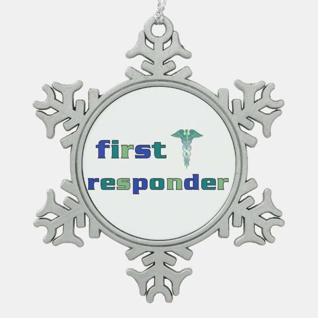 First Responder Snowflake Pewter Christmas Ornament (Front)