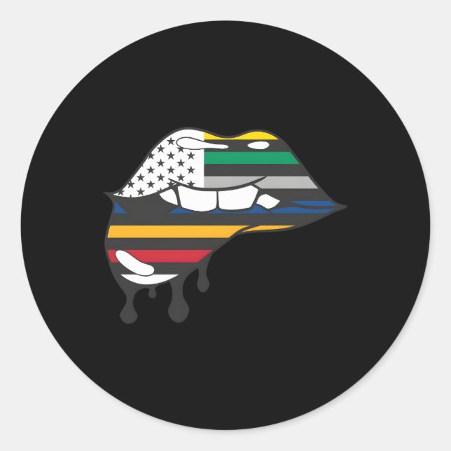 First Responders Flag Dripg Lip Bite Patriotic Us Classic Round Sticker (Front)