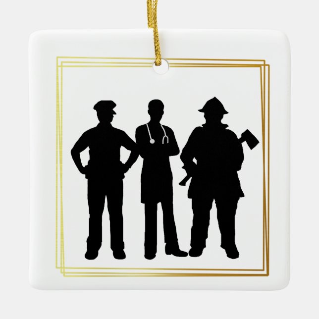 First Responders Silhouettes Christmas Ornament (Front)