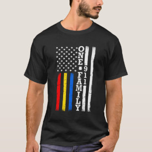 First Responders Thin Red Gold Blue Line Flag T-Shirt