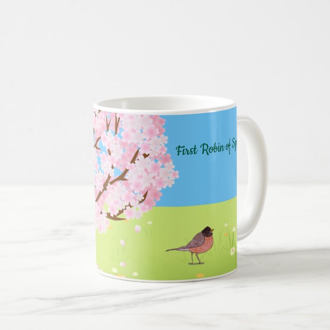 First Robin of Spring  Coffee Mug (Front Right)