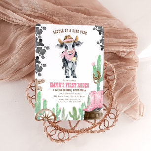 First Rodeo 1st Birthday Baby Cow Invitation