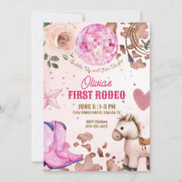 First Rodeo 1st Birthday Cowgirl Retro Disco Girl