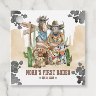 First Rodeo 1st Birthday Cute Animals Wild West Favour Tags