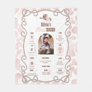 First Rodeo 1st Birthday Milestone Sign  Fleece Blanket