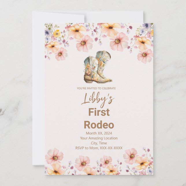First Rodeo, 1st Birthday Party Invitation (Front)