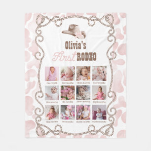 First Rodeo 1st Birthday Photo Collage Fleece Blanket