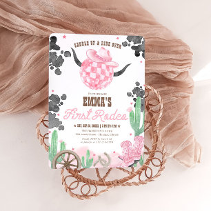 First Rodeo 1st Birthday Pink Boho Wild West Invitation