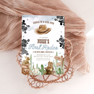 First Rodeo 1st Birthday Rustic Wild West Invitation