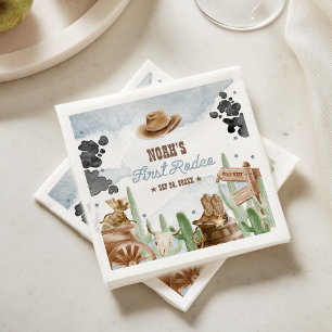 First Rodeo 1st Birthday Rustic Wild West Napkin
