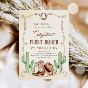 First Rodeo 1st Birthday Western Cowboy Invitation