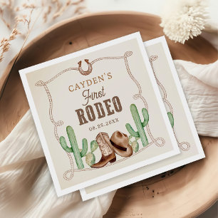 First Rodeo 1st Birthday Western Cowboy Napkin