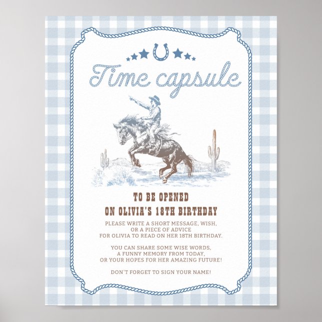 First Rodeo 1st Birthday Western Time Capsule Sign (Front)