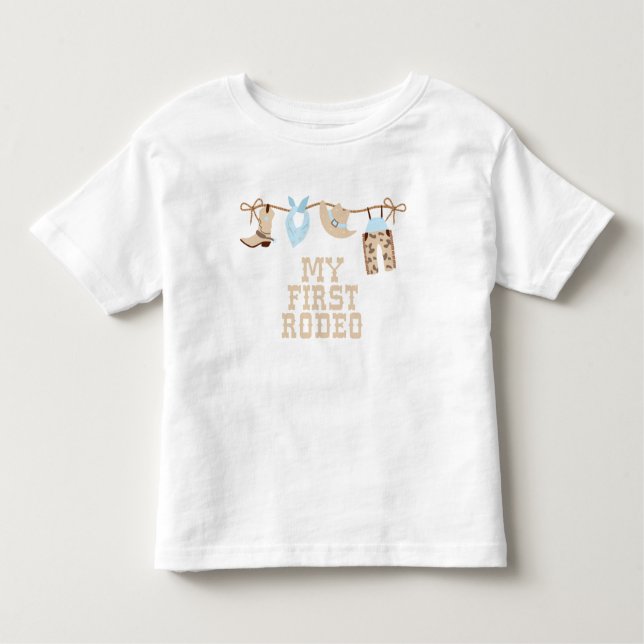 First Rodeo Baby blue and tan Birthday  Toddler T-Shirt (Front)