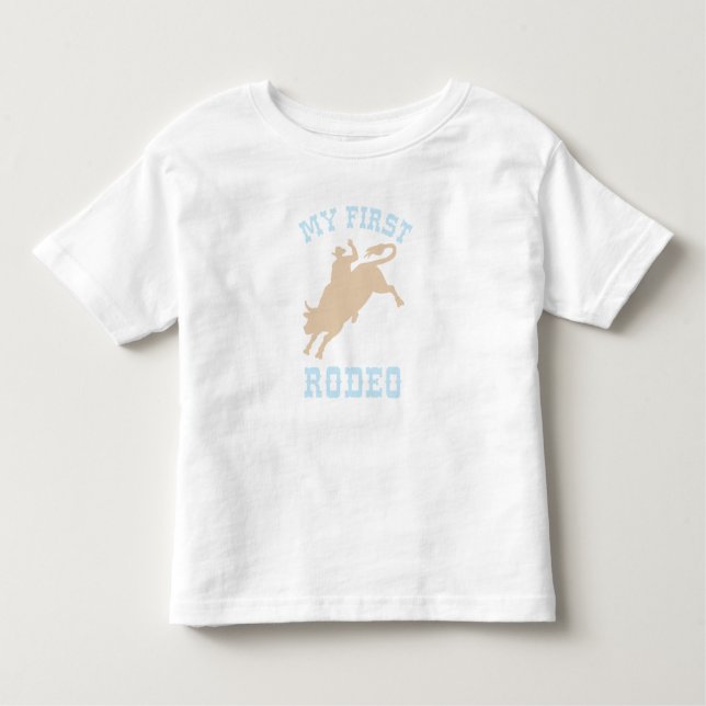 First Rodeo Baby blue and tan Birthday  Toddler T-Shirt (Front)