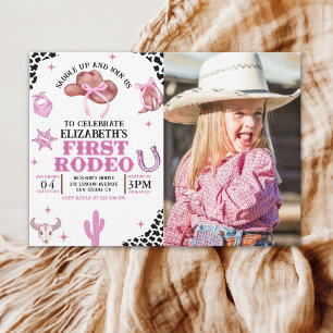 First Rodeo Birthday for Girls – Pink Western Invitation