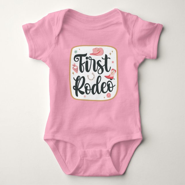 First Rodeo Birthday Girl Baby Bodysuit (Front)