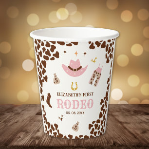 First Rodeo Birthday Girl, Cute Cowgirl Paper Cups