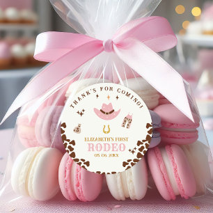 First Rodeo Birthday Girl, Fun Cowgirl Birthday Classic Round Sticker