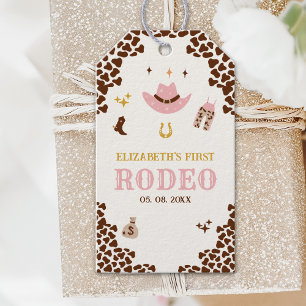 First Rodeo Birthday Girl, Fun Cowgirl Birthday Gift Tags