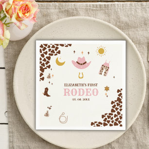 First Rodeo Birthday Girl, Fun Cowgirl Birthday Napkin