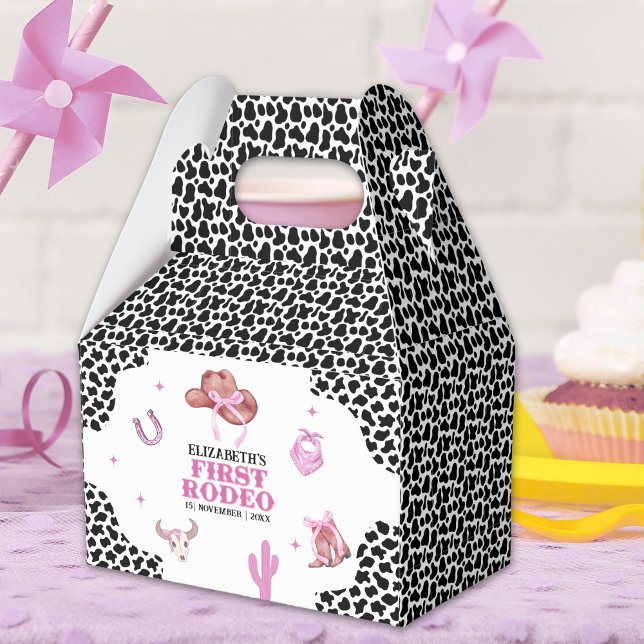 First Rodeo Birthday – Pink & Black Cowgirl Theme Favour Box (Creator Uploaded)