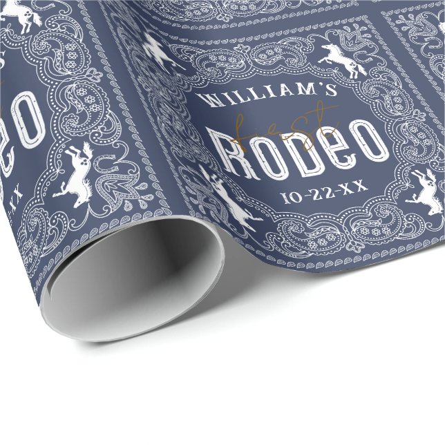 First Rodeo Birthday Wrapping Paper – Red Bandanna (Roll Corner)