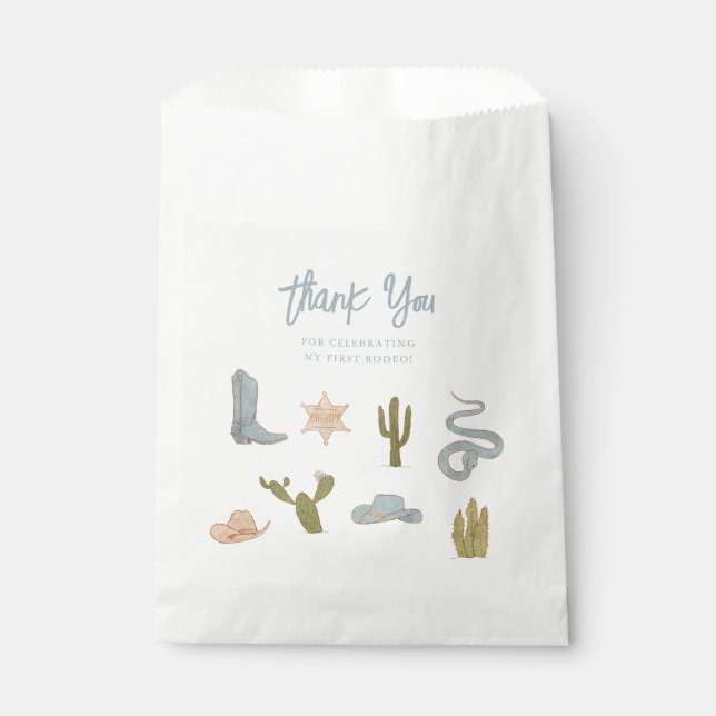 First Rodeo Blue Birthday Party Favour Bags (Front)