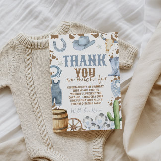 First Rodeo Blue Birthday Thank You Card
