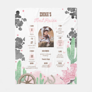 First Rodeo Boho Wild West Milestone Sign  Fleece Blanket