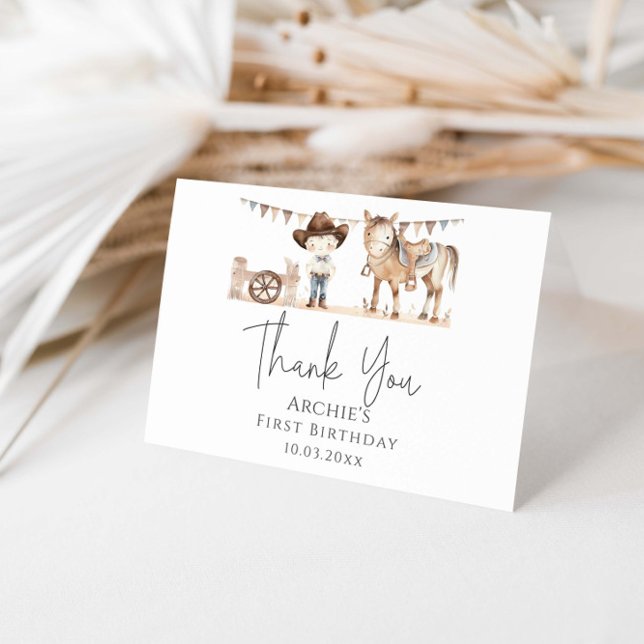 First Rodeo Boy Birthday  Thank You Card (Creator Uploaded)