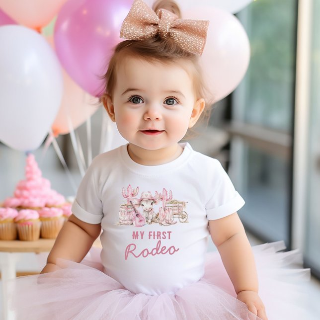 First Rodeo Country Cowgirl Birthday Baby T-Shirt (Creator Uploaded)