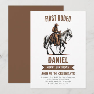 First Rodeo Cowboy 1st Birthday Invitation