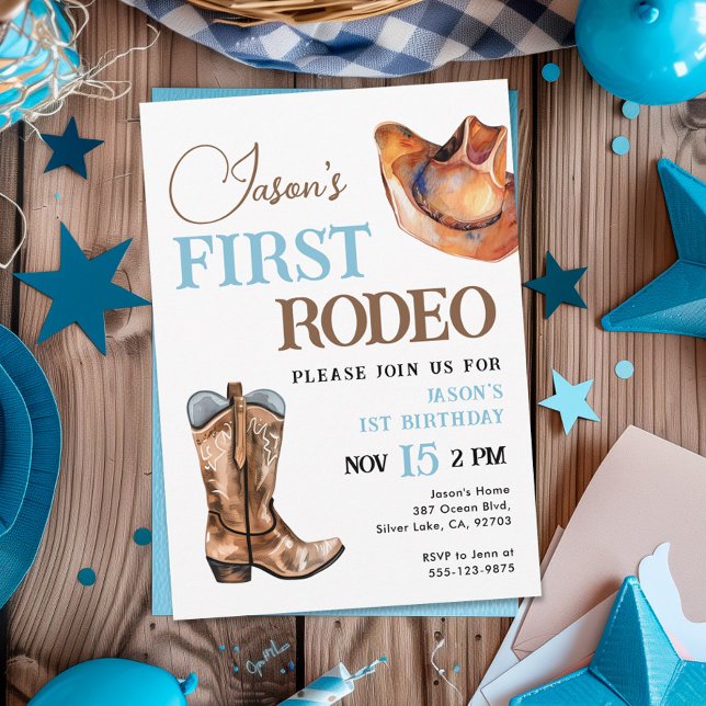First Rodeo Cowboy 1st Birthday Invitation (Creator Uploaded)