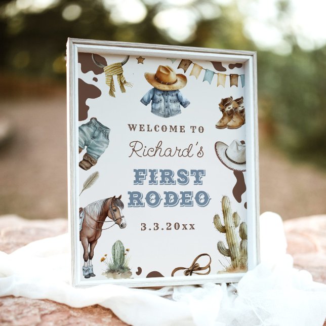 First Rodeo Cowboy 1st Birthday party Welcome Poster (Creator Uploaded)