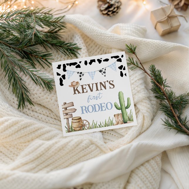 First Rodeo Cowboy Baby Birthday Napkin (Creator Uploaded)