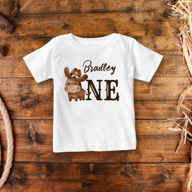 First rodeo cowboy baby horse personalised baby T-Shirt (Creator Uploaded)