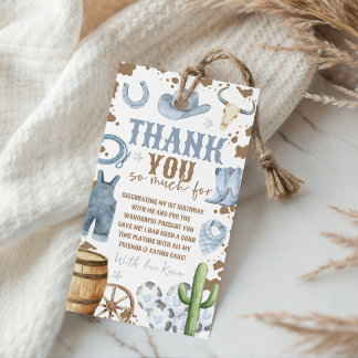 First Rodeo Cowboy Birthday Favour Tag